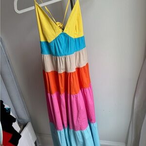 STAUD Yellow and Blue Dress